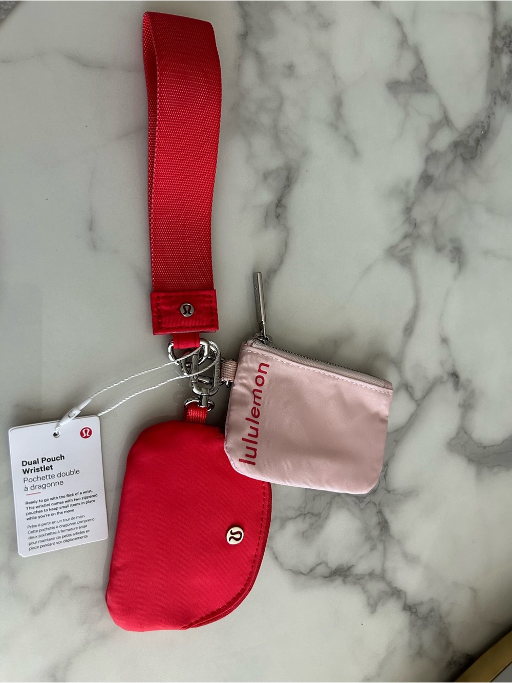 lululemon athletica Red and Light Pink Dual Pouch Wristlet